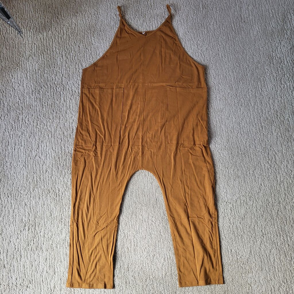 Women’s Deep Self Loose Casual V-Neck Sleeveless Jumpsuit – Rust – Size M – NWT - Picture 2 of 9
